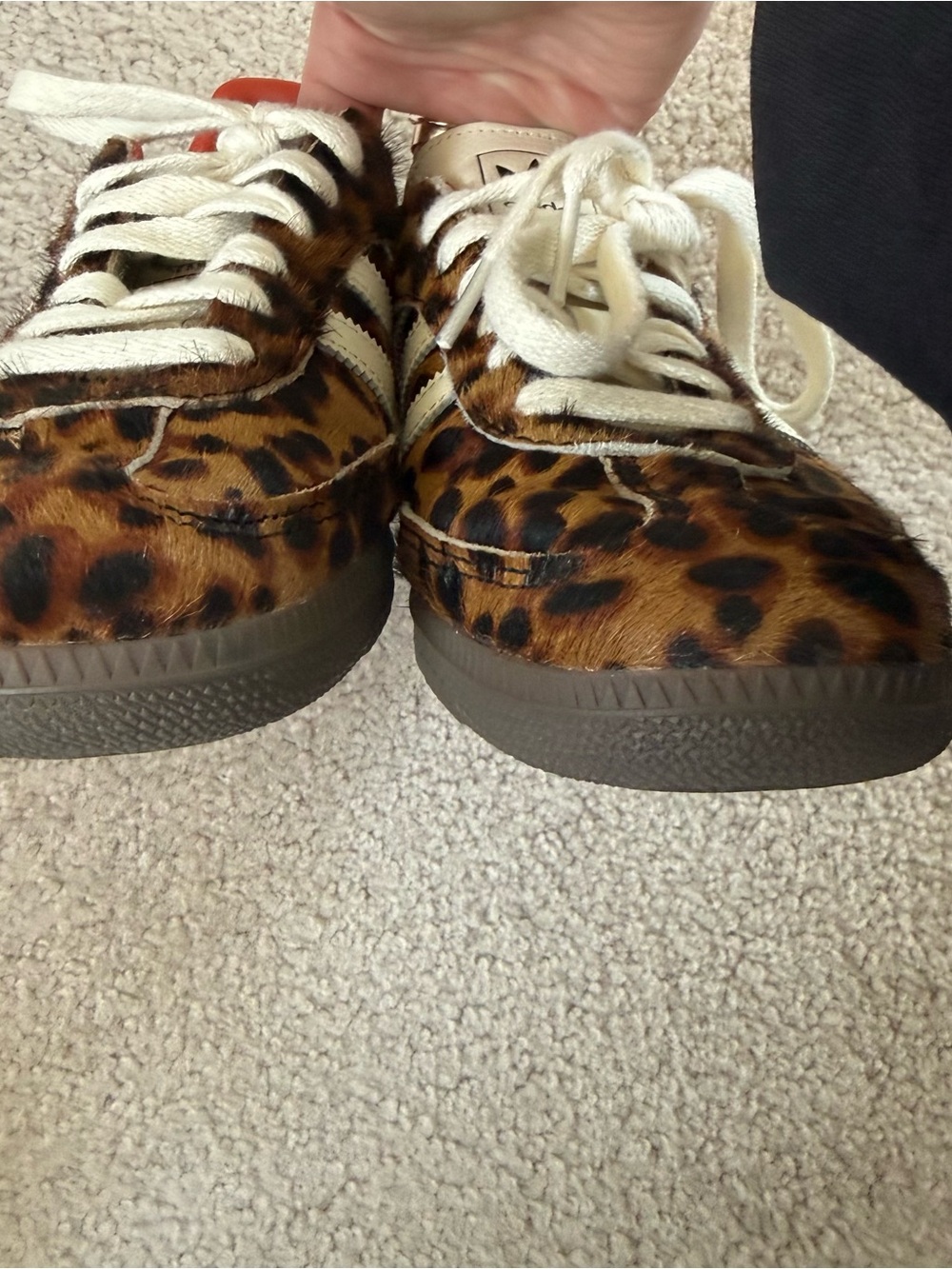 Adidas Samba OG Shoes in Core Black / Preloved Red / Cream White Cheetah Leopard - Picture 8 of 9